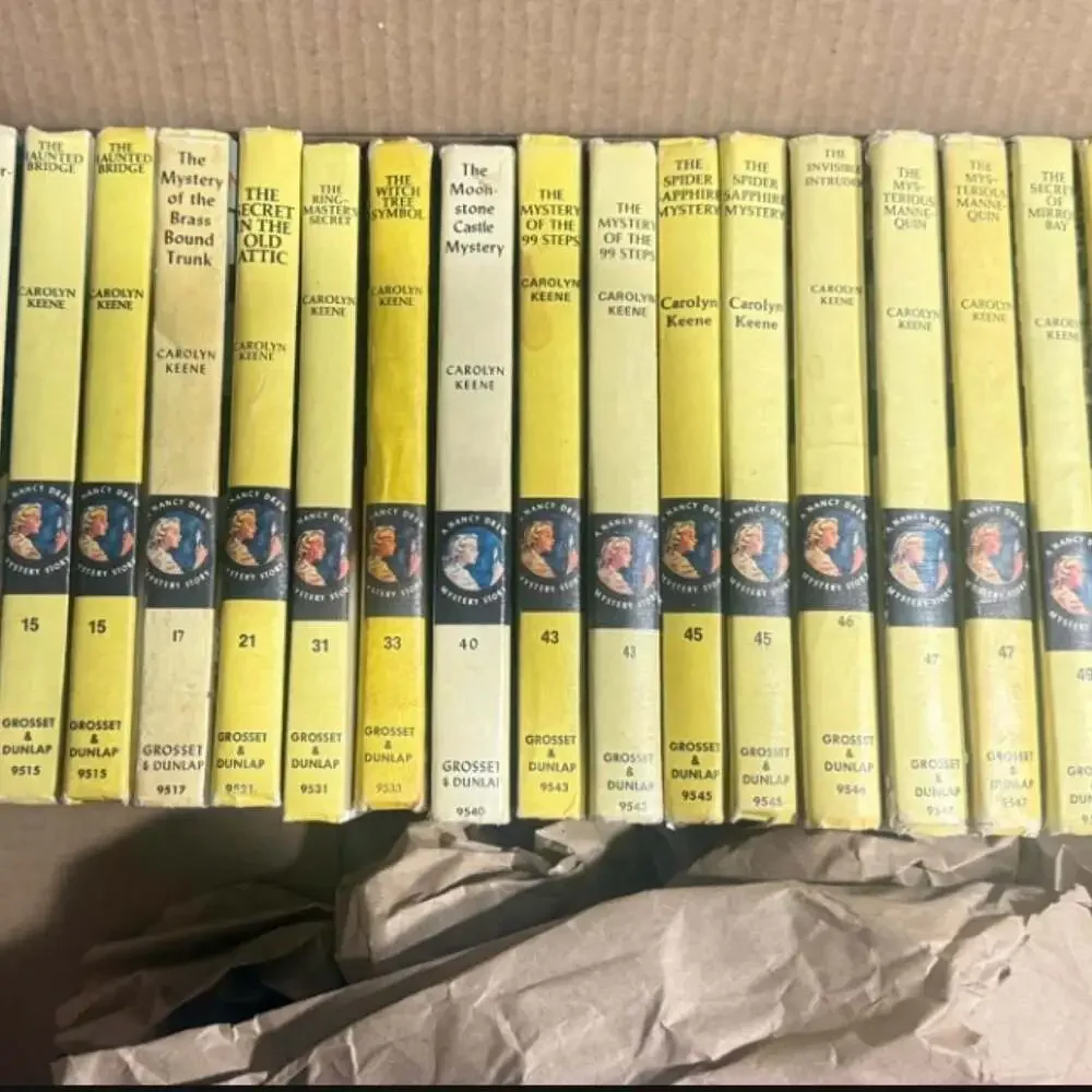 23 Vintage Nancy Drew Yellow Spine Hardcover Books